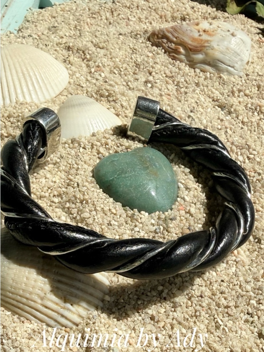 Alquimia Black Twisted Leather and Silver-Tone Cuff Bracelet